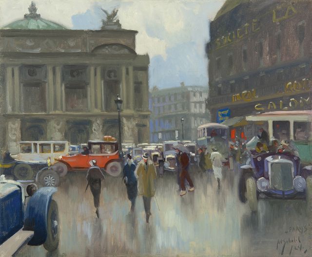 A.P. Schotel | Parijs stadsgezicht met de Opéra Garnier, olieverf op doek, 46,2 x 56,3 cm, gesigneerd r.o. en gedateerd 'Parijs '24'