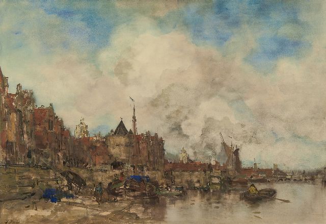 Maris J.H.  | Fantasieaussicht  auf Amsterdam, Aquarell auf Papier 64,0 x 91,0 cm, Unterzeichnet l.u. und zu datieren um 1885