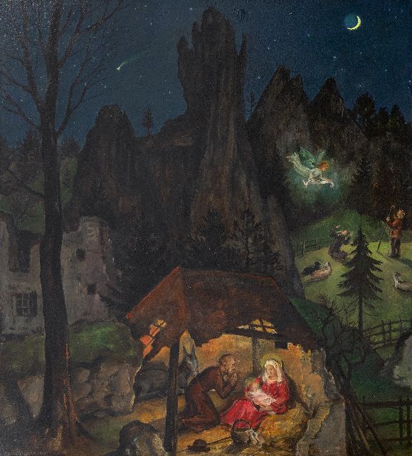 Max Rimböck | Der Geburt Christi, Öl auf Malereifaser, 73,5 x 66,0 cm, Unterzeichnet u.l. und datiert 1931