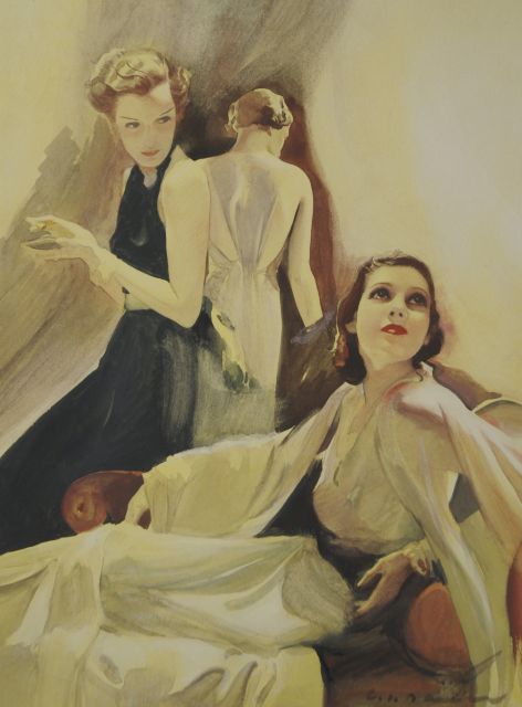 Bauer C.J.  | Drie vrouwen, aquarel op papier 35,8 x 26,7 cm, gesigneerd r.o. en te dateren ca. 1938