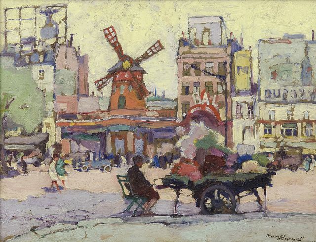 Dumoulin R.  |  Place Blanche mit der Moulin Rouge, Paris, Öl auf Holz 26,9 x 34,8 cm, Unterzeichnet u.r. und datiert 'Paris' 1927