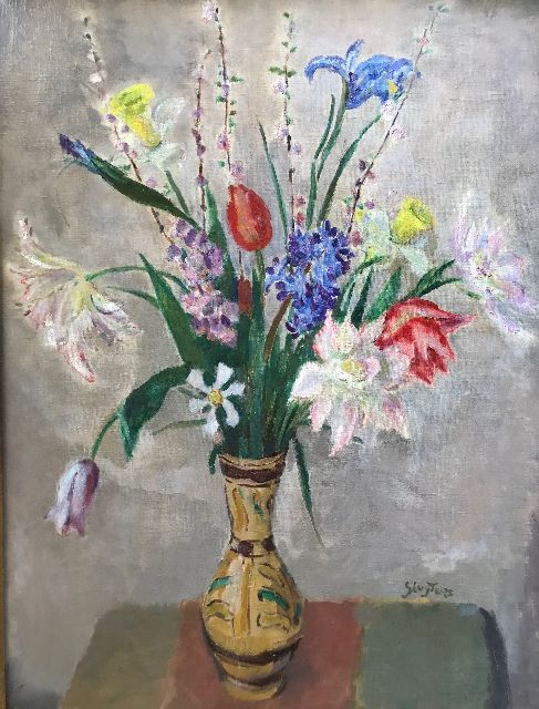 Lies Sluijters | Frühlingsblumen, Öl auf Leinwand, 60,5 x 79,5 cm
