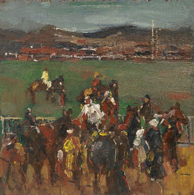 Onbekend | Auf der Rennbahn, Öl auf Holz, 30,1 x 29,8 cm, 1920-1930