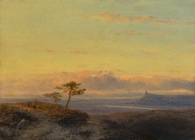 John Franciscus Hoppenbrouwers | Riviervallei bij zonsondergang, olieverf op paneel, 16,2 x 22,3 cm, gesigneerd l.o. en gedateerd '41, geen lijst