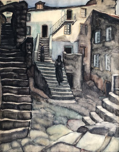 Harmen Meurs | Dorp op Corsica, aquarel op papier, 92,7 x 73,8 cm, gesigneerd l.o. en gedateerd 'Corse' 1929