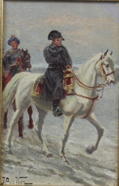 Veer J.P. de | Napoleon Bonaparte auf seinem Schimmel, Öl auf Papier auf Holzfaser 13,9 x 8,9 cm, Unterzeichnet u.l.