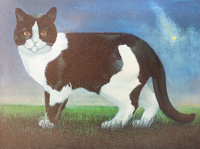 Onbekend | Katze in Zuiderwolde, Öl auf Leinwand, 40,4 x 49,8 cm, gesigneerd l.o. und ohne Rahmen