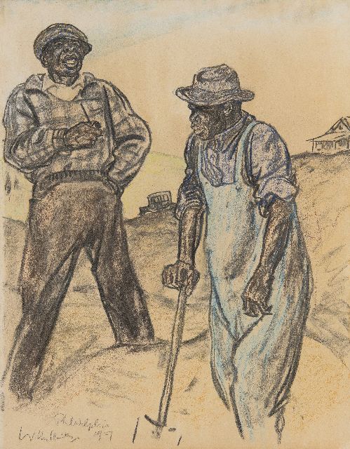 Sluiter J.W.  | Bodenarbeiter, Philadelphia, Zeichnung auf Papier 46,6 x 36,3 cm, Unterzeichnet u.l. und datiert 1927