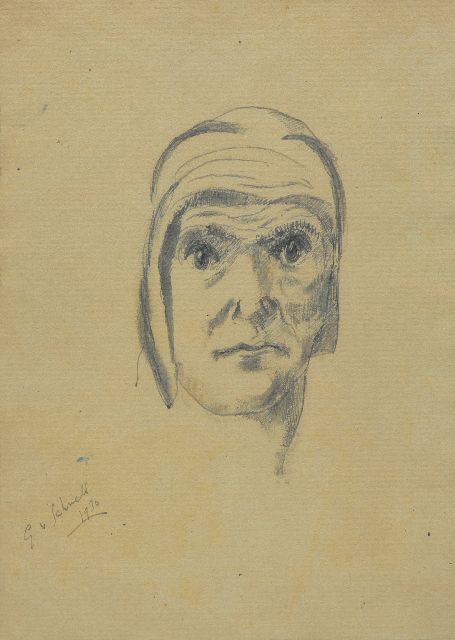 Gabriel van Schnell | Man met muts met oorkleppen, aquarel op papier, 23,0 x 16,3 cm, gesigneerd l.o. en gedateerd 1930, zonder lijst