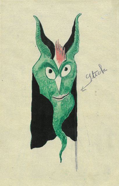 Gabriel van Schnell | Grotesk figuur V, inkt en aquarel op papier, 22,6 x 15,2 cm, zonder lijst