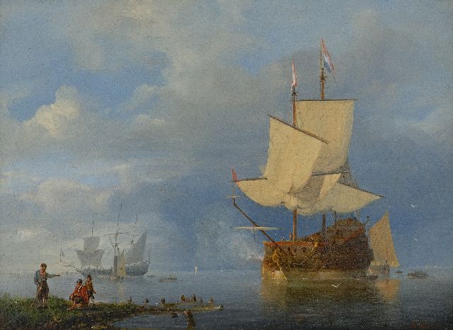 Antonie Waldorp | Het saluutschot, olieverf op paneel, 21,1 x 28,5 cm, gesigneerd r.o.
