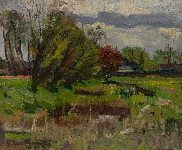 Piet van Wijngaerdt | Landschaft bei Amstelveen, Öl auf Holz, 30,2 x 36,0 cm, Unterzeichnet u.l. und datiert '03