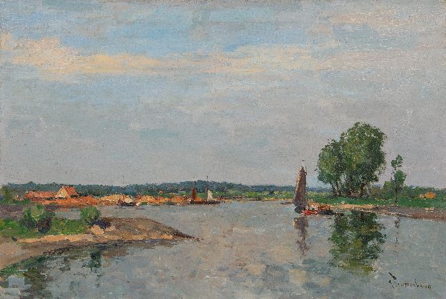 Louis Stutterheim | Flusslandschaft, Öl auf Leinwand, 40,5 x 60,5 cm, Unterzeichnet u.r. und ohne Rahmen