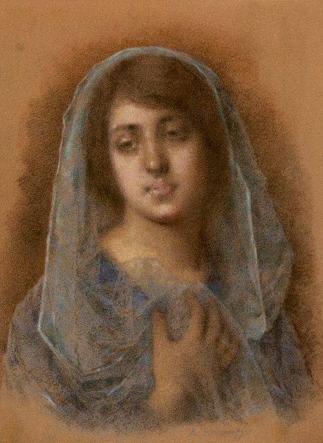 Alexei Alexeievich Harlamoff | Portret van een vrouw, pastel op papier, 58,5 x 43,5 cm, gesigneerd r.o.