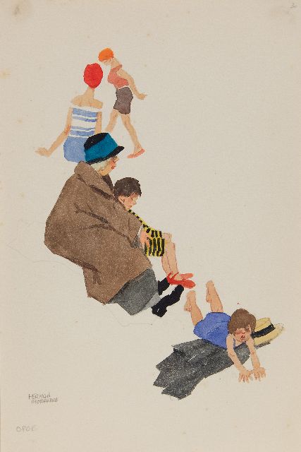 Herman Moerkerk | Grandma, Bleistift und Aquarell auf Papier, 25,5 x 17,1 cm, Unterzeichnet u.l.