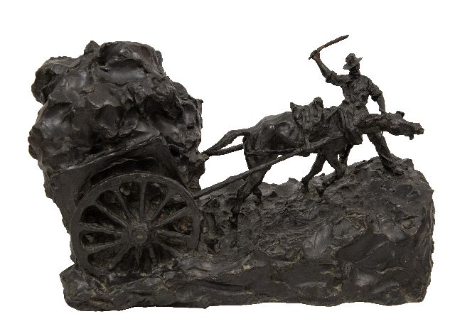Paul Troubetzkoy | Pferd zieht vollen Wagen, Bronze, 38,0 x 64,0 cm, Unterzeichnet auf der Basis und datiert 1927
