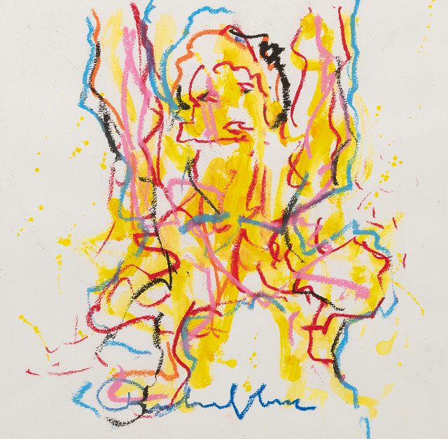 Heyboer A.  | Untitled, crayon and watercolour on paper 42,5 x 42,5 cm, Unterzeichnet M.u.