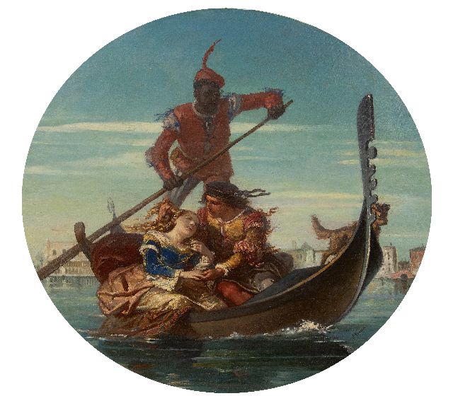 Franse School | Gondelvaart in de lagune van Venetië, olieverf op paneel, 72,0 x 78,8 cm