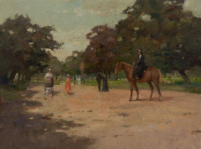 Evert Jan Ligtelijn | Zomerse dag in het park, olieverf op paneel, 28,2 x 37,6 cm