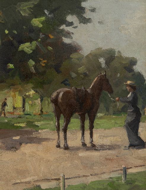Evert Jan Ligtelijn | Klaar voor de rit in het park, olieverf op doek, 41,5 x 32,0 cm