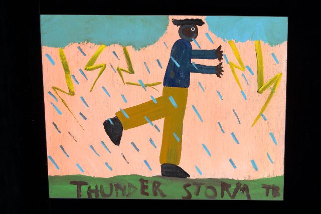 Tim Brown | Thunder storm, acryl op paneel, 37,0 x 49,0 cm, gesigneerd r.o. met initialen