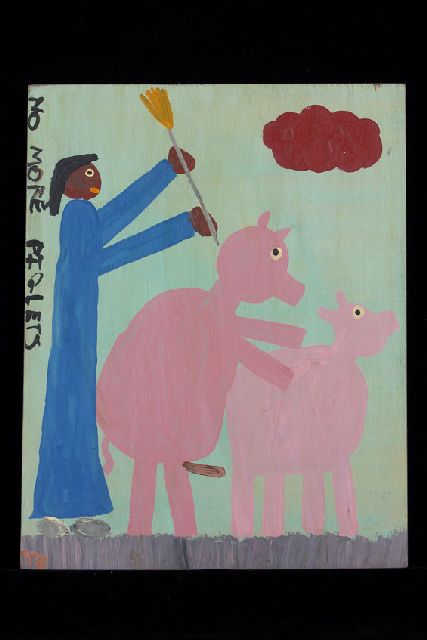 Tim Brown | No more piglets, acryl op paneel, 51,0 x 40,0 cm, gesigneerd l.o. met initialen