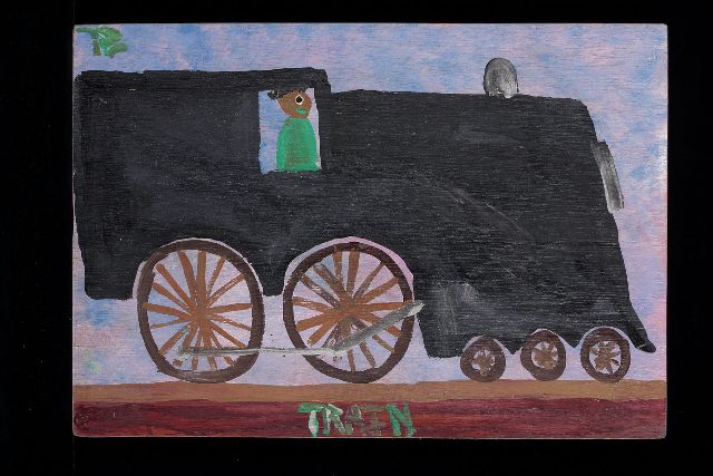 Tim Brown | Train, acryl op paneel, 36,0 x 51,0 cm, gesigneerd l.b. met initialen