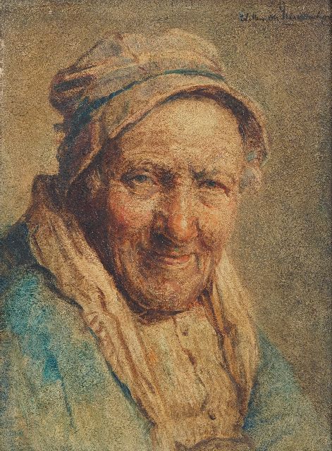 Willem van Nieuwenhoven | Portret van een schaapherder, olieverf op paneel, 25,1 x 18,9 cm, gesigneerd r.b.