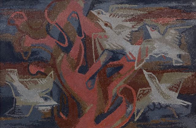 Frieda Hunziker | Tauben, Öl auf Leinwand, 60,0 x 90,0 cm, Unterzeichnet u.r. und datiert 46