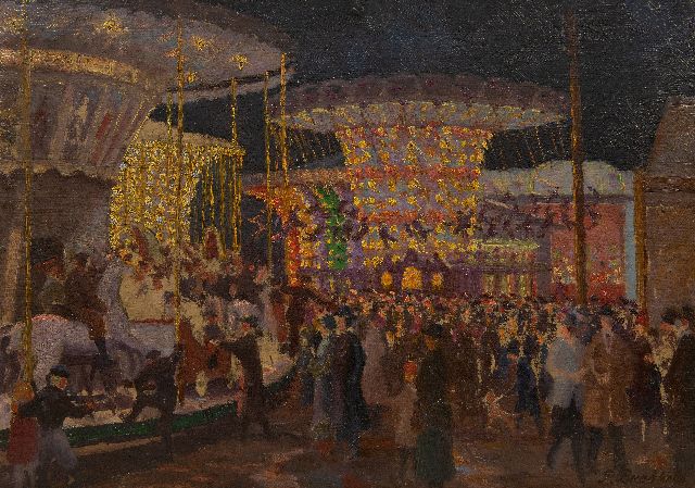 Paul Buchholz | Ein Abend auf dem Jahrmarkt, Öl auf Pappe, 34,5 x 48,5 cm, Unterzeichnet u.r. und zu datieren um 1920