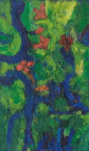 Gerrit Benner | Man en paard en bloemen, olieverf op doek, 99,5 x 59,3 cm, gesigneerd verso en te dateren 1959
