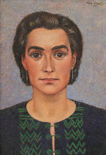 Willy Boers | Porträt von Frieda Hunziker, Öl auf Leinwand, 50,6 x 35,4 cm, Unterzeichnet o.r. und datiert 1941