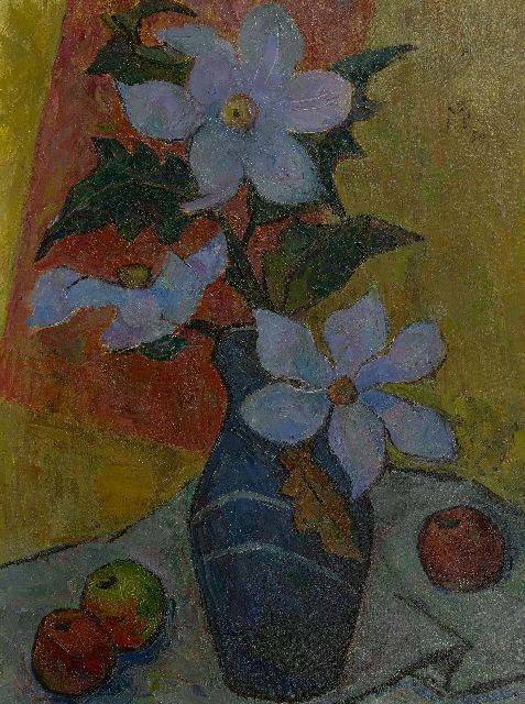 Greet Feuerstein | Vase mit Blumen, Öl auf Leinwand, 80,2 x 59,9 cm, Unterzeichnet o.r. mit Monogramm und datiert '50