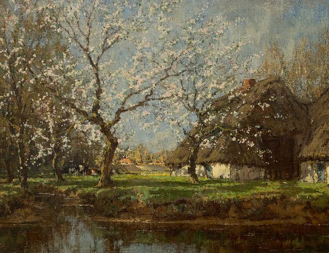 Arnold Marc Gorter | Bauernhof in der Nähe von Blütenbaum, Öl auf Leinwand, 50,7 x 65,7 cm, Unterzeichnet u.r.