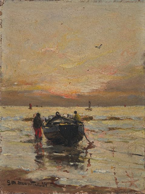 Morgenstjerne Munthe | Abendstimmung am Strand, Öl auf Malereifaser, 20,0 x 14,9 cm, Unterzeichnet u.l. und datiert '24