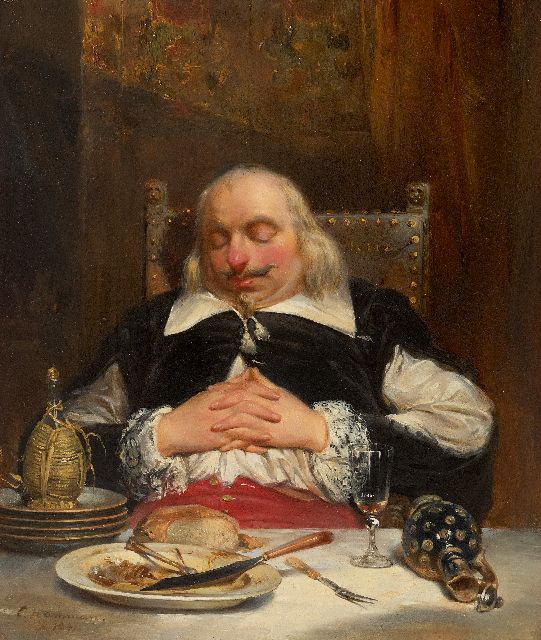 Edouard Hamman | Le gourmand, olieverf op paneel, 32,9 x 27,9 cm, gesigneerd l.o. en gedateerd 1841