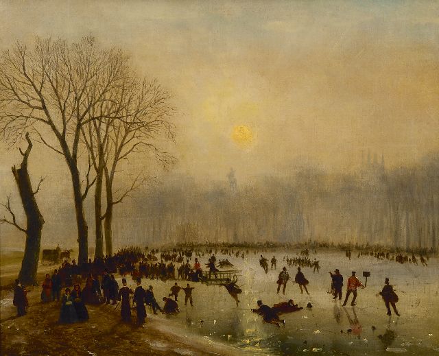 Nicolaas Roosenboom | Schaatspret op The Serpentine, Hyde Park, olieverf op doek, 43,3 x 53,7 cm, gesigneerd l.o. en gedateerd 'London' '55