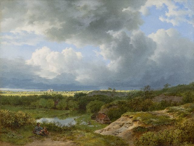 Barend Cornelis Koekkoek | Panoramisch landschap met Haarlem in de verte, olieverf op doek, 39,4 x 52,6 cm, gesigneerd r.o. en gedateerd 1836