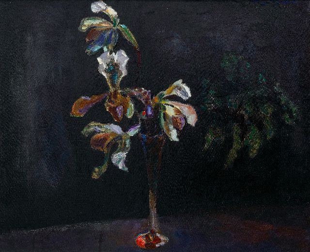 Jan Sluijters | Orchideeën in glasvaasje, olieverf op doek, 54,5 x 65,5 cm, gesigneerd r.b. en VERKOCHT
