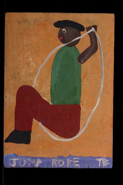 Tim Brown | Jump rope, acryl op paneel, 43,1 x 30,4 cm, gesigneerd r.o. met initialen