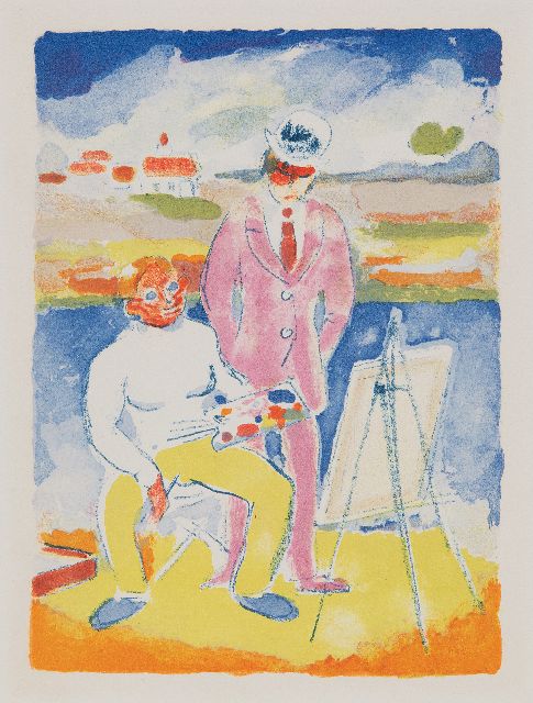 Kees van Dongen | Vlaminck et Derain à Chatou (illustratie uit Roland Dorgelès, 'Au Beau Temps de la Butte', 1949), litho, 28,1 x 21,7 cm, te dateren ca. 1949