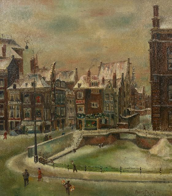 Frans Meijers | Het Rokin in de sneeuw, Amsterdam, olieverf op doek, 80,1 x 70,3 cm, gesigneerd r.o.