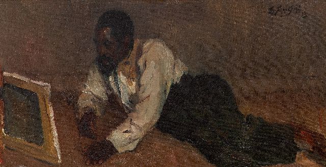 Eduard Frankfort | De kunstliefhebber, olieverf op doek, 32,8 x 59,9 cm, gesigneerd r.b. en gedateerd '06