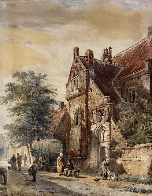 Cornelis Springer | Het Oude Gasthuisklooster te Hasselt, inkt en aquarel op papier, 42,7 x 33,6 cm, gesigneerd l.o. en gedateerd '63