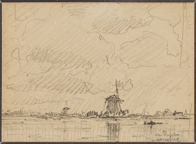 Kees van Dongen | Overschie, zwart krijt op papier, 10,9 x 15,9 cm, gesigneerd r.o.