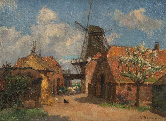 Louis Soonius | De graanmolen 'Concordia' aan de Molenstraat in Ede, olieverf op doek, 30,2 x 40,8 cm, gesigneerd r.o. en te dateren eind jaren 40