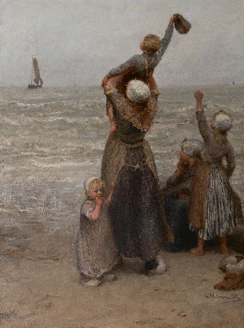 Bernard Blommers | Dag Vader!, olieverf op doek, 148,1 x 111,7 cm, gesigneerd r.o. en te dateren ca. 1885-1890