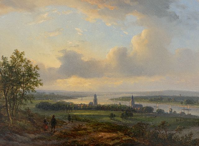 Lodewijk Johannes Kleijn | Gezicht op de Rijn bij Arnhem, olieverf op paneel, 22,0 x 30,1 cm, gesigneerd l.o.