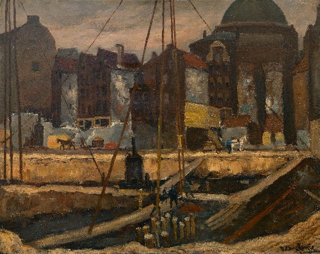 Marie Henri Mackenzie | Bouwput te Amsterdam, olieverf op doek, 65,0 x 80,0 cm, gesigneerd r.o.
