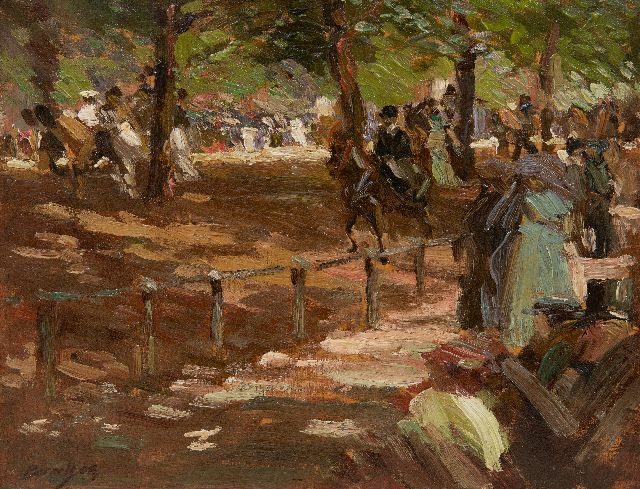 Walter Barnett | Rotten Row in Hyde Park, Londen, olieverf op paneel, 18,7 x 23,9 cm, gesigneerd l.o. en gedateerd '08